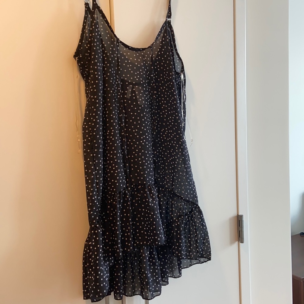 Black and white polka dot beach cover up